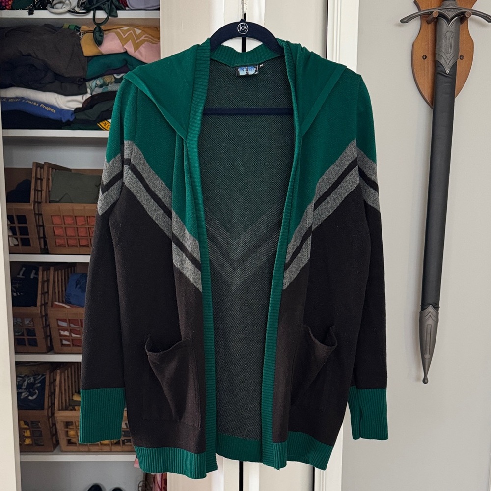 Elhoffer Designs Corps Longline Hooded Cardigan - Captain Marvel - Medium - EUC